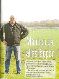 Mannen på allas läppar - artikel om Bent Olsen i det svenske magasin Travronden, vinter 2012