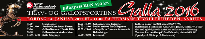 Hestesportens Galla 2016 afholdes 14. januar, Hermans Tivoli i Friheden, Århus Hestesportens Galla 2016 afholdes 14. januar, Hermans Tivoli i Friheden, Århus